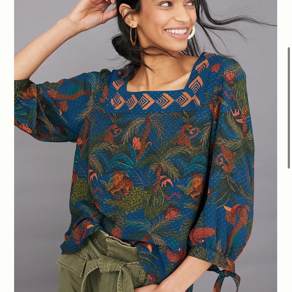 Anthropologie Farm Rio Bianca Blouse Size Small